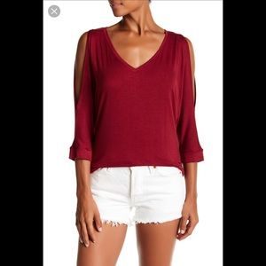 Michael Stars Red Cold Shoulder Top